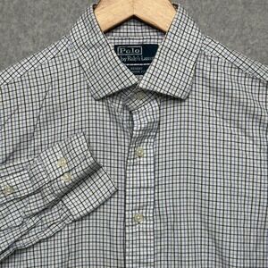 Polo Ralph Lauren Regent Classic Fit Shirt Mens 16 34/35 Blue Black Tattersall